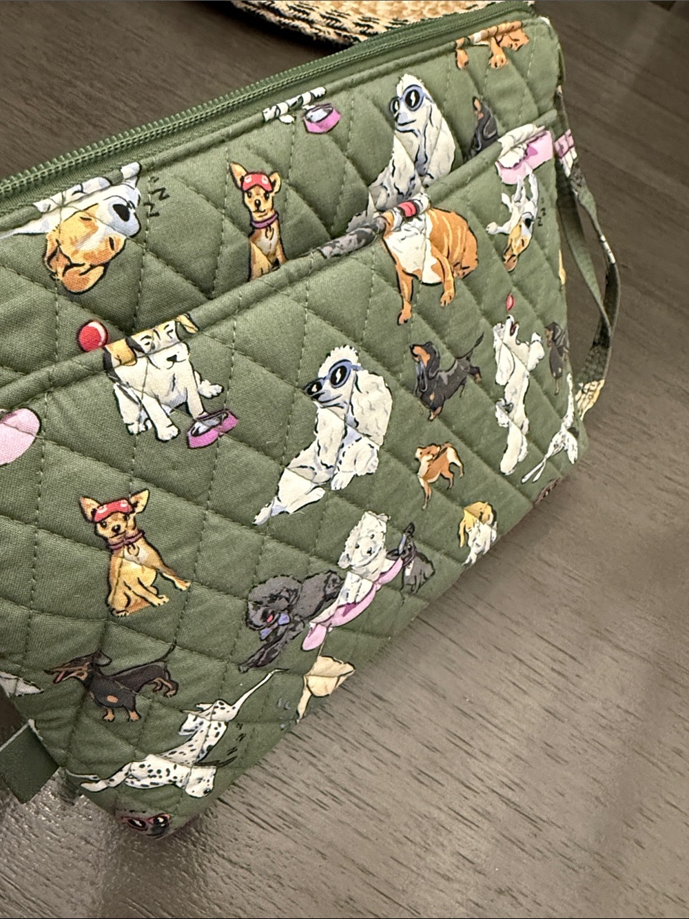 Vera Bradley Quilted Olive Dog Print Shoulder Bag - Picture 9 of 13